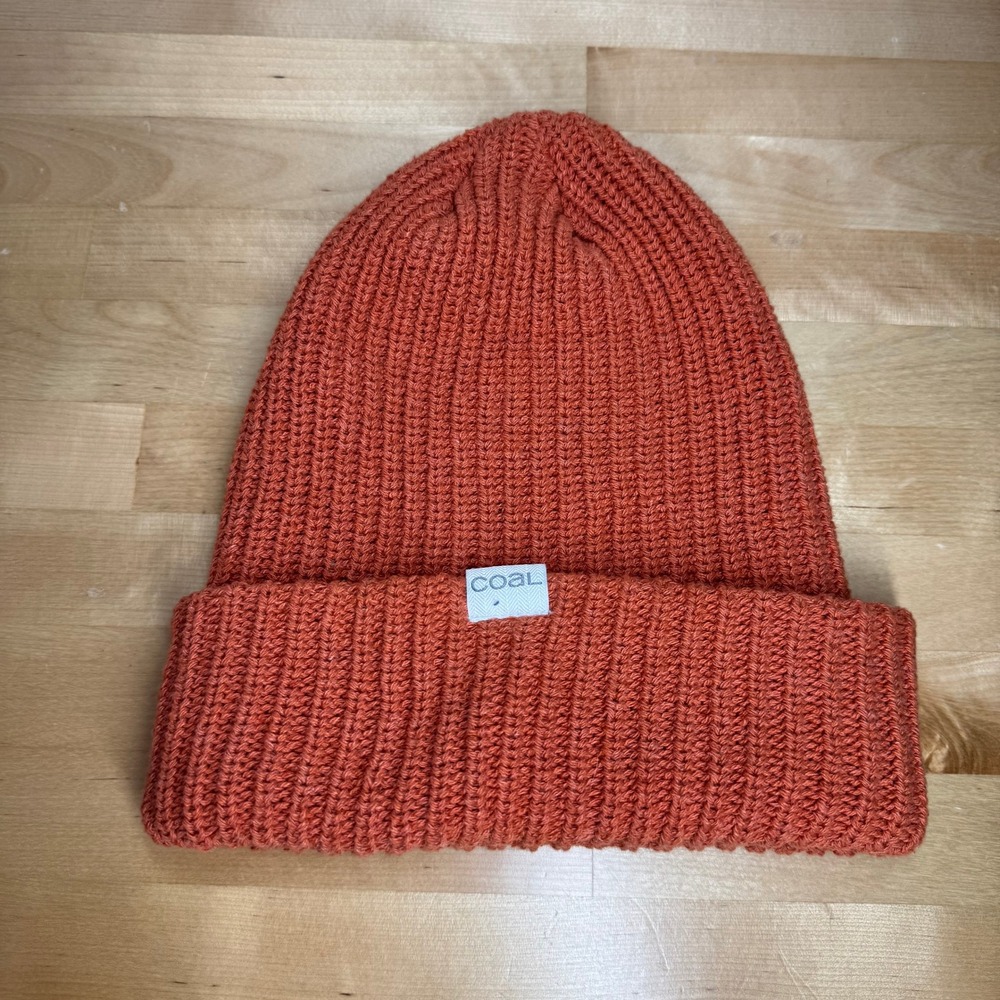 Coal Headwear The Eddie Beanie Rust Orange Upcycled Cotton Rib Knit Hat OSFM‎